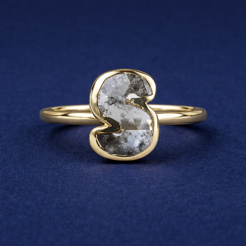 Z Letter Initial Diamond Pendant Solid Gold