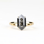 Elongated Hexagon Salt And Pepper Diamond Ring - Minimal Carbon