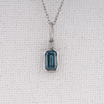 Emerald Cut Blue Lab Grown Diamond Pendant