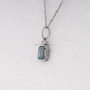 Blue Emerald Cut Lab Grown Diamond Pendant