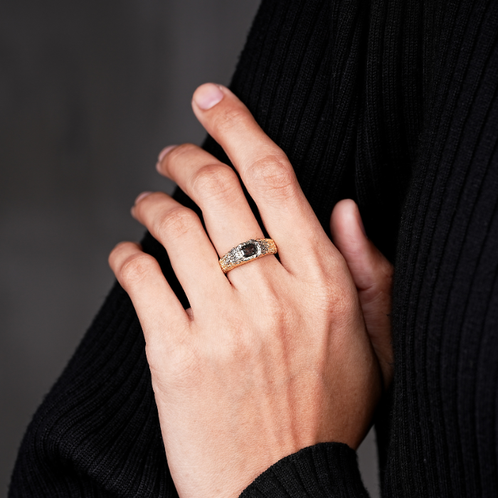 Emerald Diamond Unique Chunky Band Ring