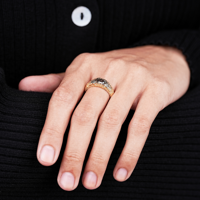 Emerald Diamond Unique Chunky Band Ring