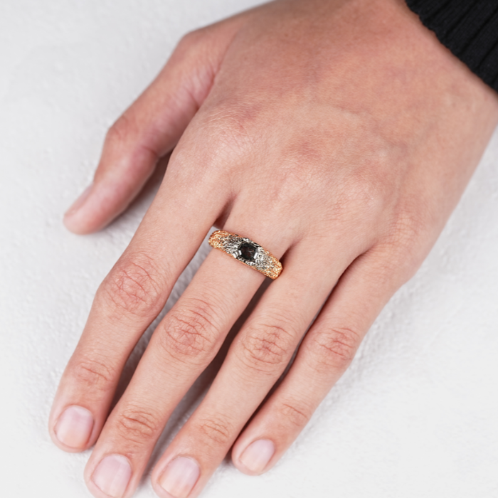 Emerald Diamond Unique Chunky Band Ring