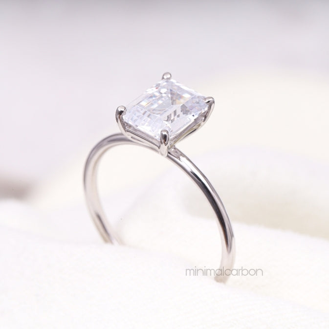 Emerald Cut Diamond Ring - Minimal Carbon
