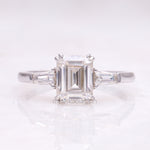 Load image into Gallery viewer, Three Stone Ring Emerald Diamond Ring
