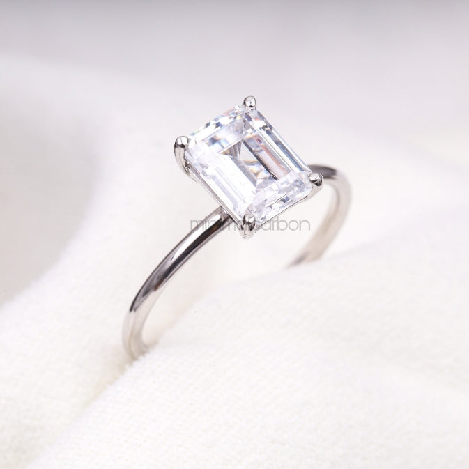 Emerald Cut Diamond Ring - Minimal Carbon