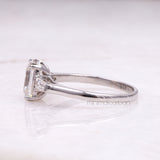 Three Stone Ring Emerald Diamond Ring - Minimal Carbon