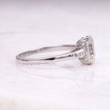 Three Stone Ring Emerald Diamond Ring - Minimal Carbon