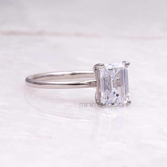 Emerald Cut Diamond Ring - Minimal Carbon
