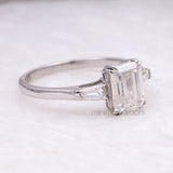 Three Stone Ring Emerald Diamond Ring - Minimal Carbon