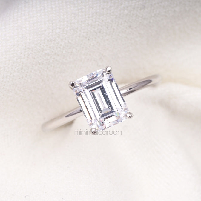 Emerald Cut Diamond Ring - Minimal Carbon