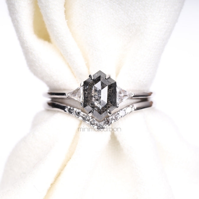hexagon cut  diamond promise ring