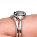 Load image into Gallery viewer, Salt And Pepper Hexagon Diamond Ring Set
