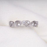 Round Brilliant Cut Moissanite Leaf Eternity Wedding Ring