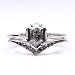 Load image into Gallery viewer, Salt And Pepper Hexagon Diamond Ring Set
