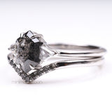 hexagon cut double row diamond ring