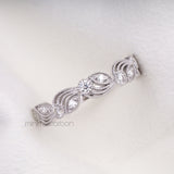 Round Brilliant Cut Moissanite Leaf Eternity Wedding Ring