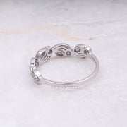 Round Brilliant Cut Moissanite Leaf Eternity Wedding Ring