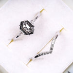 Load image into Gallery viewer, Salt And Pepper Hexagon Diamond Ring Set
