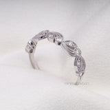 Round Brilliant Cut Moissanite Leaf Eternity Wedding Ring