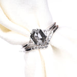 Load image into Gallery viewer, Salt And Pepper Hexagon Diamond Ring Set
