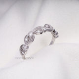 Round Brilliant Cut Moissanite Leaf Eternity Wedding Ring