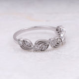 Round Brilliant Cut Moissanite Leaf Eternity Wedding Ring