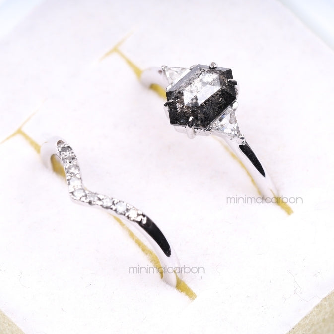 hexagon cut double row diamond for anniversary gift
