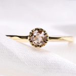Champagne Brown Round Diamond Engagement Ring - Minimal Carbon
