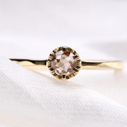 Champagne Brown Round Diamond Engagement Ring - Minimal Carbon