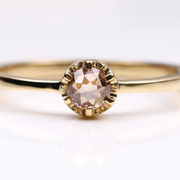 Champagne Brown Round Diamond Engagement Ring - Minimal Carbon