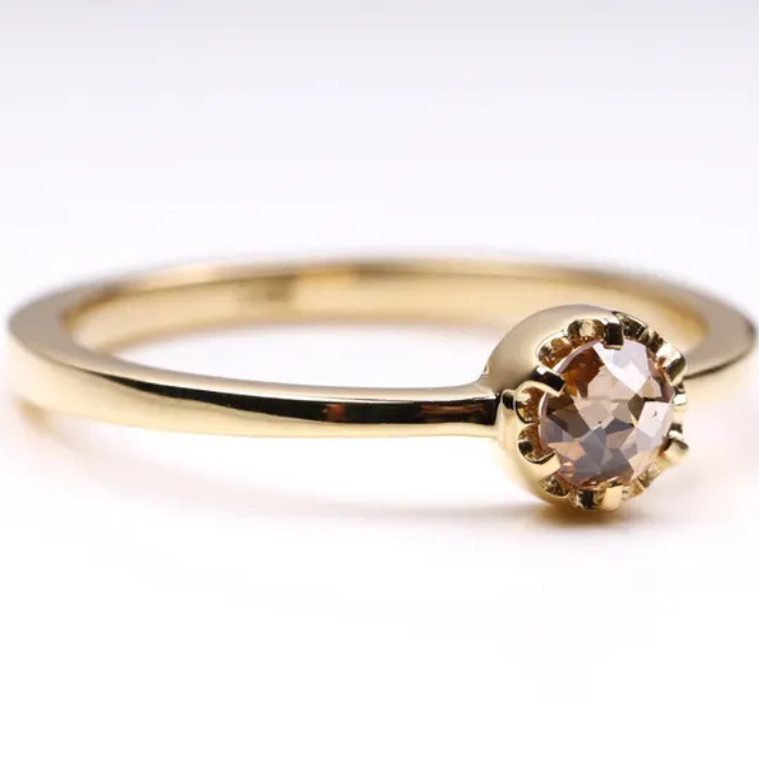Champagne Brown Round Diamond Engagement Ring - Minimal Carbon