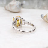 Radiant Cut Citrine Ring Three Stone Ring - Minimal Carbon
