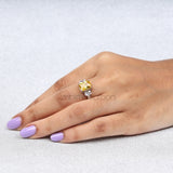 Radiant Cut Citrine Ring Three Stone Ring - Minimal Carbon