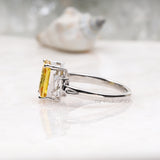 Radiant Cut Citrine Ring Three Stone Ring - Minimal Carbon