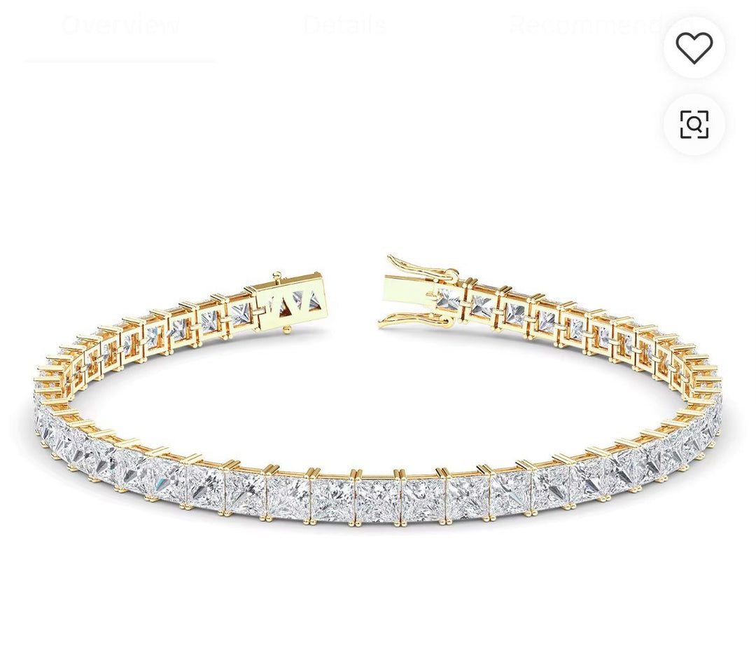 8 CTW Princess Lab Grown Diamonds  14k yellow gold Tennis Bracelet 6.5 inch - Minimal Carbon