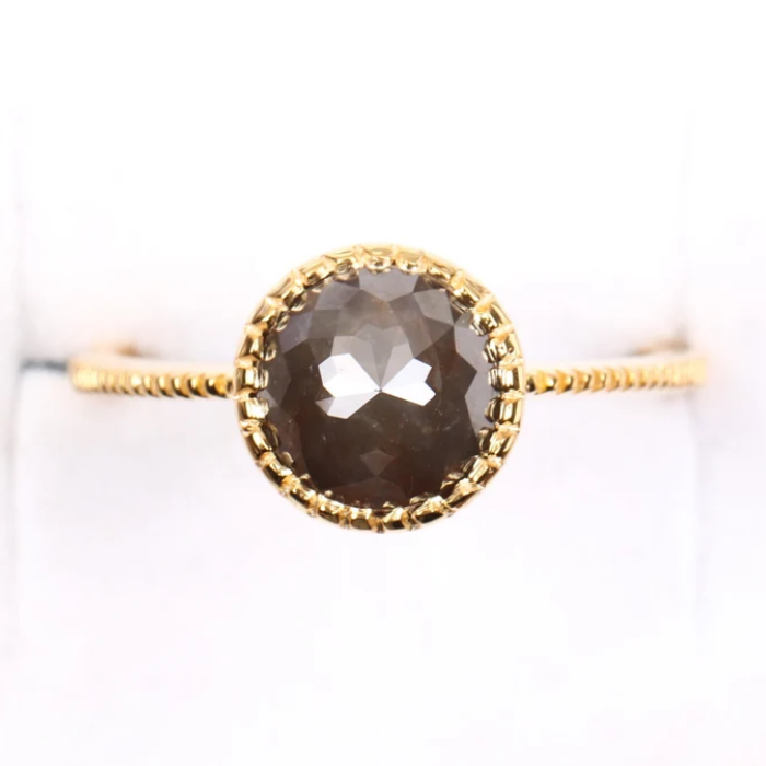 natural diamond fancy round rose cut diamond ring 