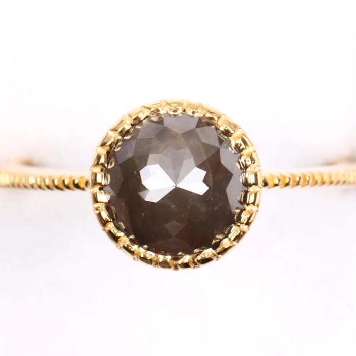 natural diamond fancy round rose cut diamond ring 