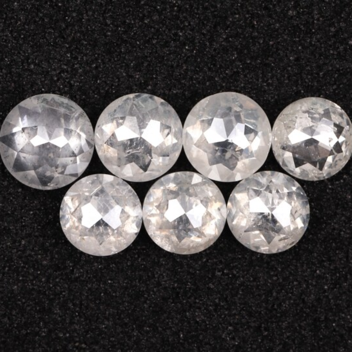 Fancy White Natural Loose Round Rose Cut Earth Mined Diamond - Minimal Carbon