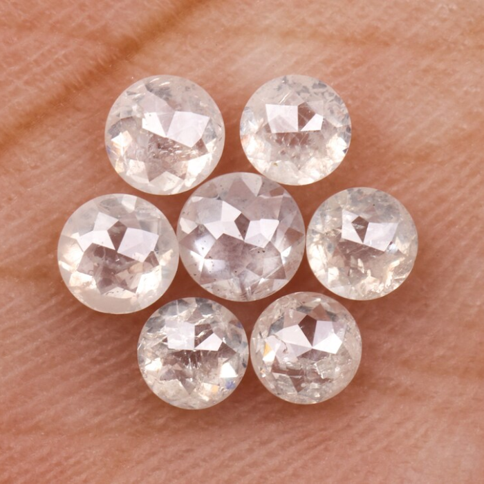 Fancy White Natural Loose Round Rose Cut Earth Mined Diamond - Minimal Carbon