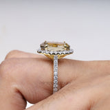 Oval Citrine Ring Halo Engagement Ring - Minimal Carbon