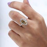 Oval Citrine Ring Halo Engagement Ring - Minimal Carbon