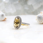 Load image into Gallery viewer, Oval Citrine Ring Halo Engagement Ring
