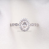 Oval Halo Lab Diamond Engagement Ring – Wedding Ring for Women