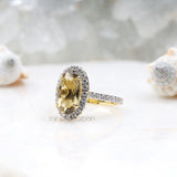 Oval Citrine Ring Halo Engagement Ring - Minimal Carbon