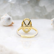 Oval Citrine Ring Halo Engagement Ring - Minimal Carbon