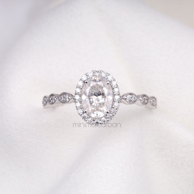 Oval Halo Lab Diamond Engagement Ring – Wedding Ring for Women