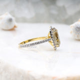 Oval Citrine Ring Halo Engagement Ring - Minimal Carbon
