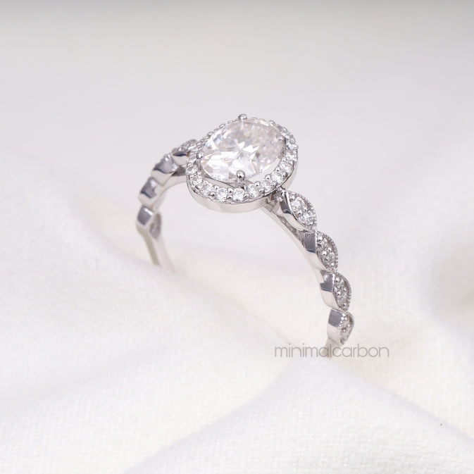Oval Halo Lab Diamond Engagement Ring – Wedding Ring for Women