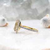 Oval Citrine Ring Halo Engagement Ring - Minimal Carbon
